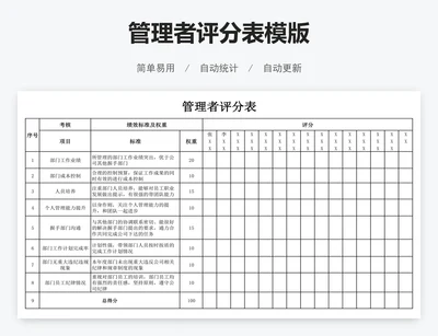 管理者评分表模版