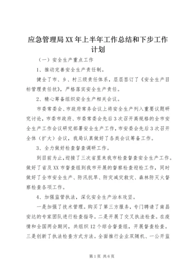 应急管理局XX年上半年工作总结和下步工作计划.docx