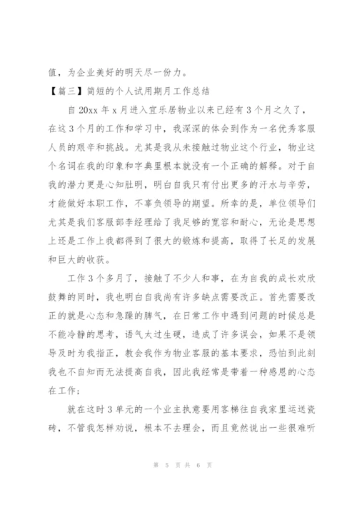 简短的个人试用期月工作总结.docx