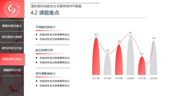 浅色简约风格论文开题答辩PPT模板