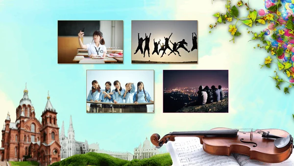 致青春热气球电子相册通用PPT模板