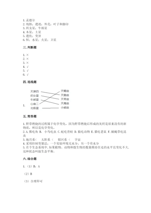 教科版六年级下册科学期末测试卷及完整答案.docx