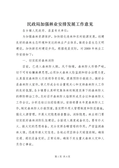 民政局加强林业安排发展工作意见.docx