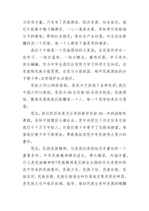 民族团结国旗下的讲话稿范文.docx