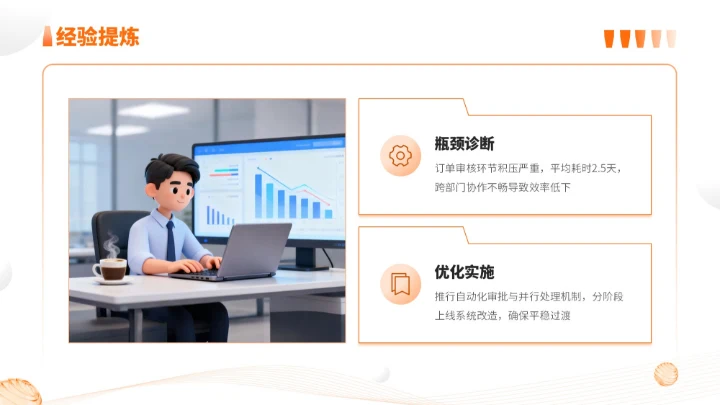 橙色简约风通用型营销复盘会议报告PPT模板