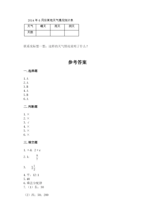 小学数学六年级上册期末考试试卷（突破训练）word版.docx