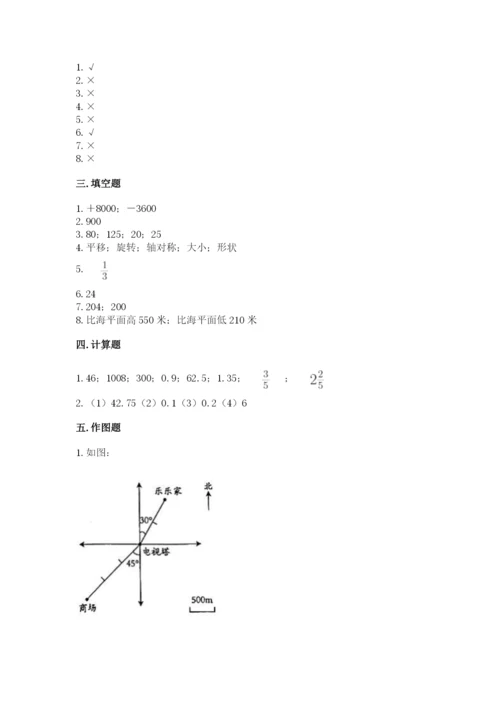 六年级下册数学期末测试卷附参考答案【预热题】.docx