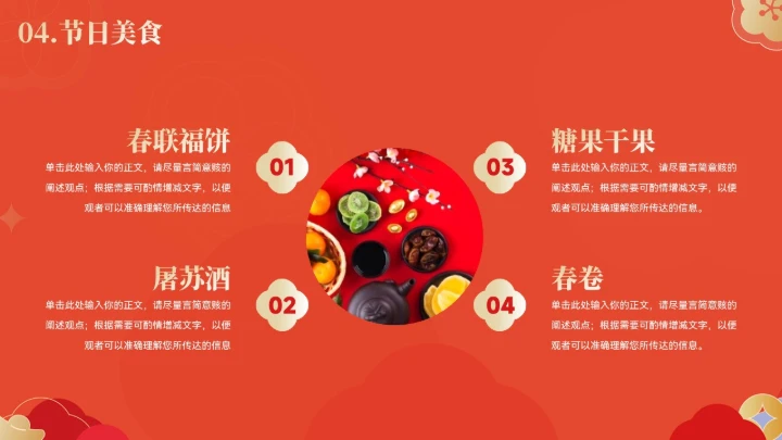 大气中式春节习俗文化宣传ppt模板