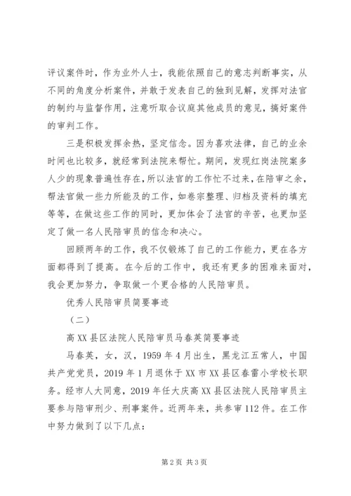 优秀人民陪审员简要事迹.docx