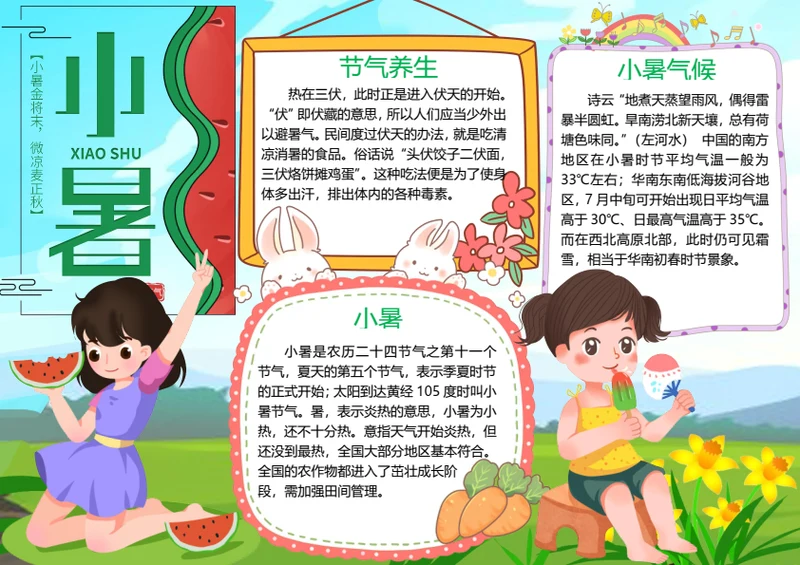 传统节气小暑word小报手