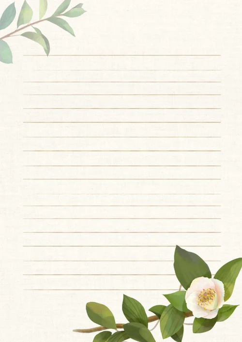 原创手绘山茶花信纸word模板