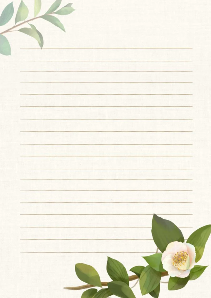 原创手绘山茶花信纸word模板