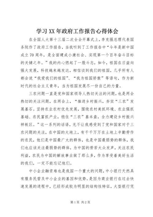 学习XX年政府工作报告心得体会.docx