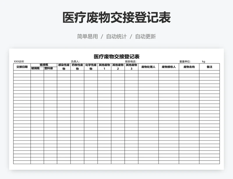 医疗废物交接登记表