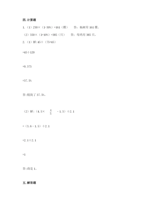 北京版六年级下册数学期中测试卷附参考答案【研优卷】.docx