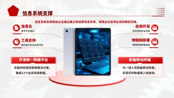 深红色商务风机械行业供应链优化工作计划ppt模板