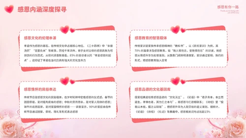 粉色清新感恩节教育主题班会PPT模板