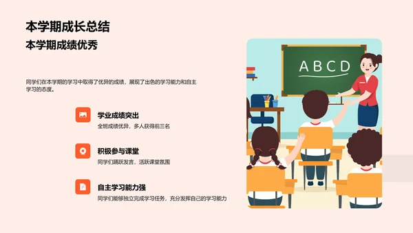 初一学期学习报告PPT模板