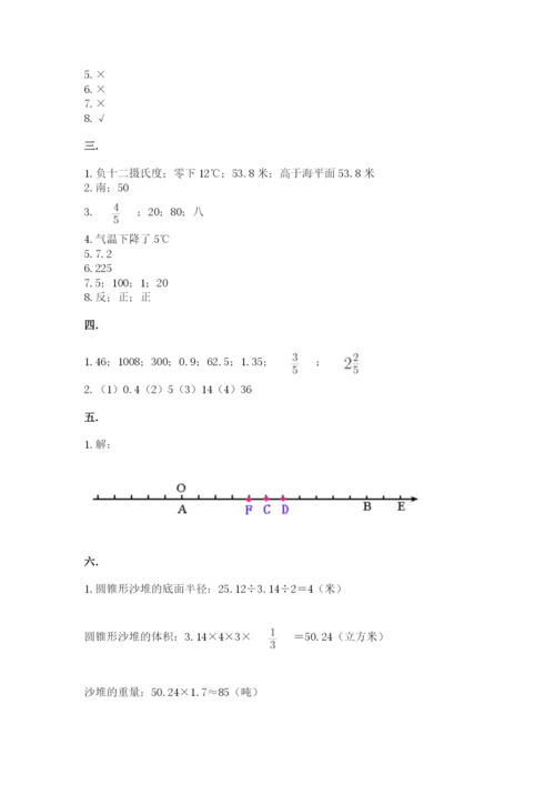 河南省平顶山市六年级下册数学期末测试卷附答案（突破训练）.docx