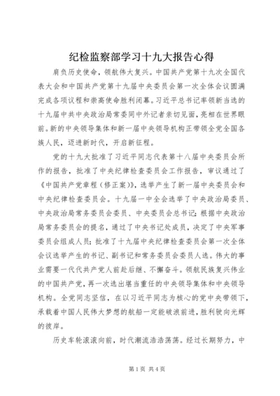 纪检监察部学习十九大报告心得.docx