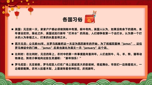 兔年快乐元旦的起源与习俗通用PPT模板
