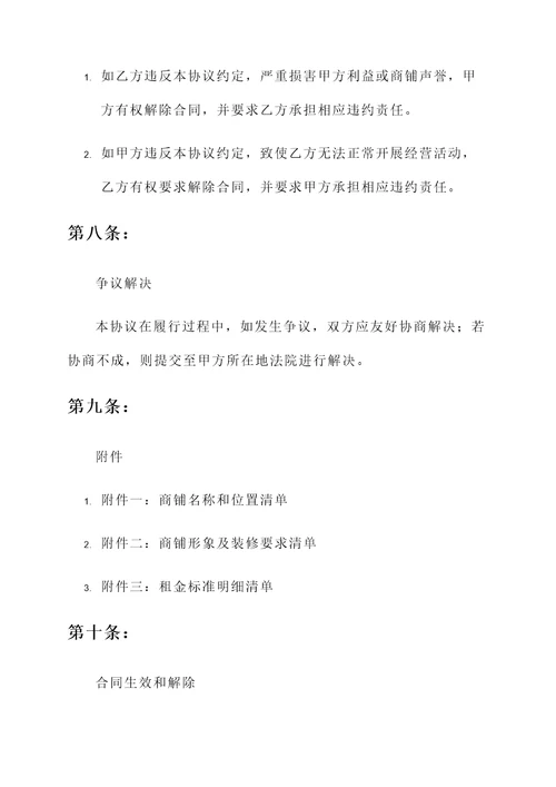 商铺运营签约协议书