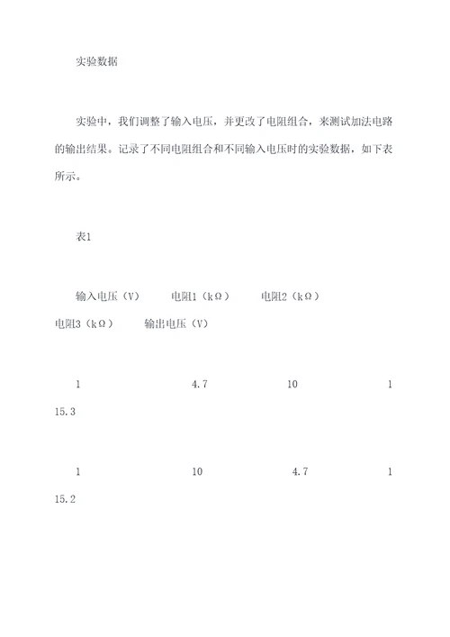 加法电路实验报告