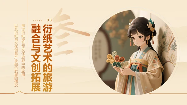 黄色国风非遗衍纸艺术的魅力PPT模板