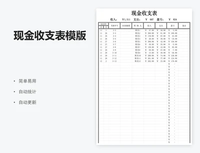 现金收支表模版