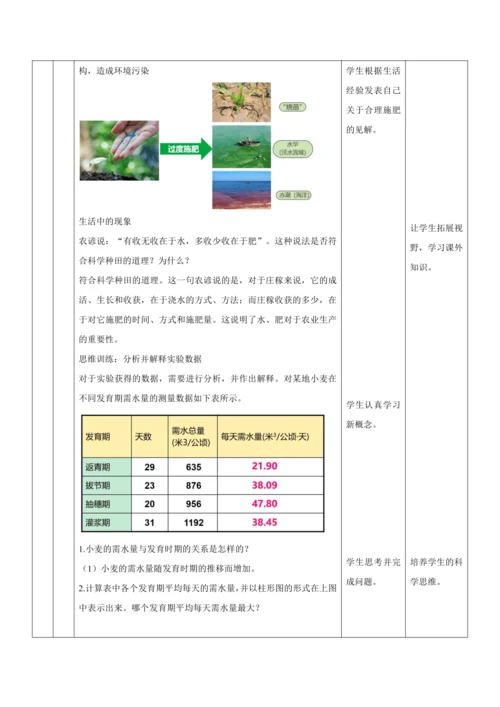 【大单元教学】人教版（2024）生物七下 3.1.2植株的生长（第二课时）教学设计