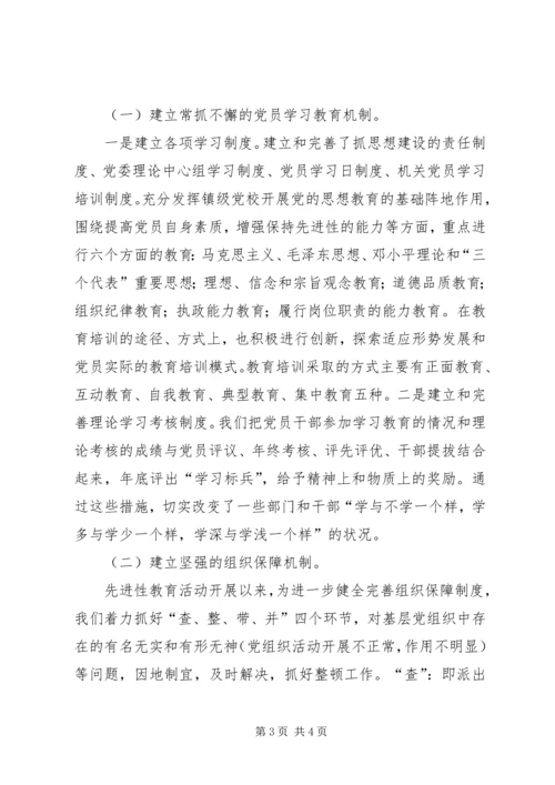 乡镇贯彻落实保持共产党员先进性长效机制情况汇报.docx