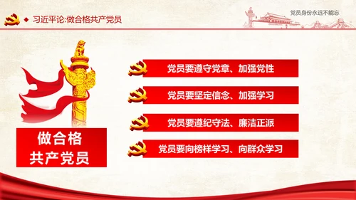 两学一做之党员身份永远不能忘党课PPT