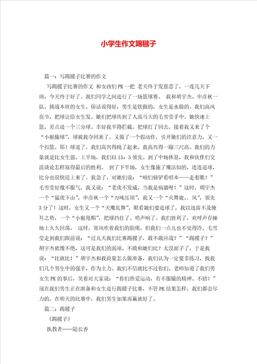 小学生作文踢毽子