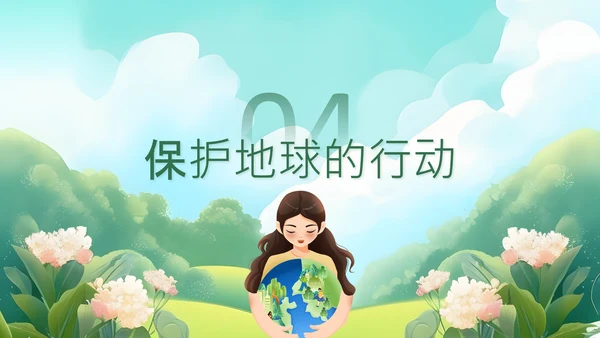 绿色插画风我们的地球妈妈PPT