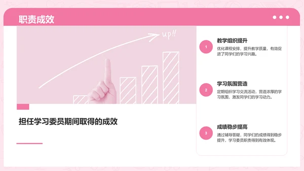 粉色3D风学习委员述职总结PPT模板