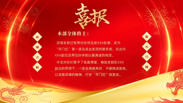 红色喜庆大气企业销售战报喜报捷报贺报PPT