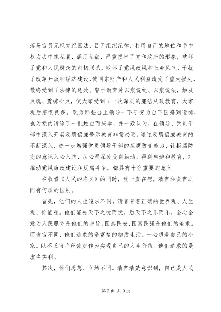 党员观看人民的名义观后感.docx