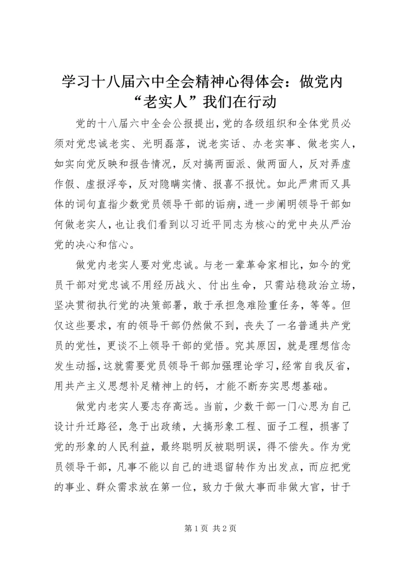 学习十八届六中全会精神心得体会：做党内“老实人”我们在行动.docx