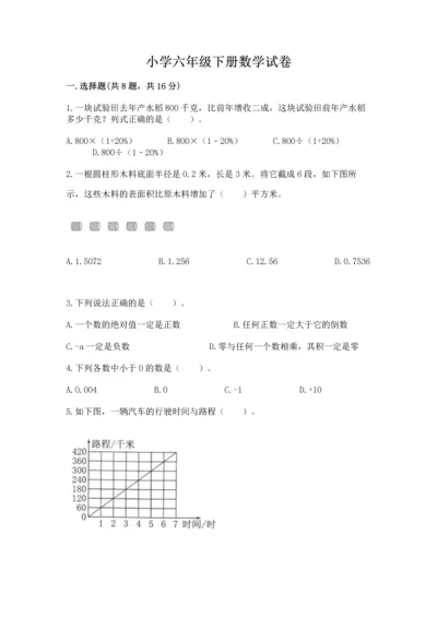 小学六年级下册数学试卷完整.docx