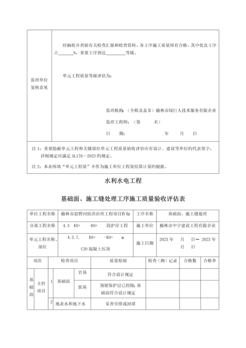 混凝土压顶单元工程质量验收评定表.docx