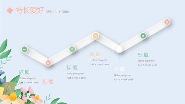 蓝色小清新简约风个人简历自我介绍动态PPT模板