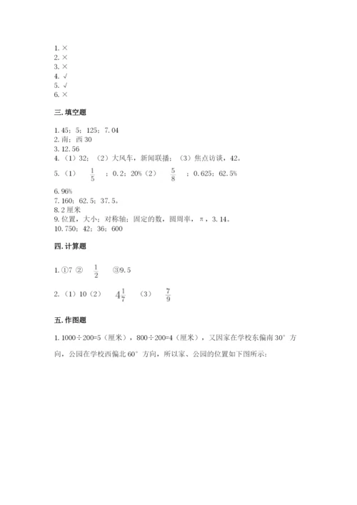 2022人教版六年级上册数学期末测试卷带答案（能力提升）.docx