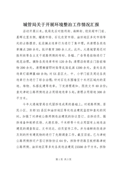 城管局关于开展环境整治工作情况汇报精编.docx