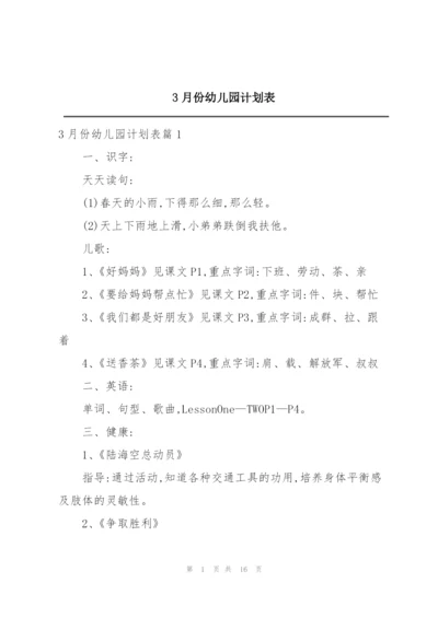 3月份幼儿园计划表.docx