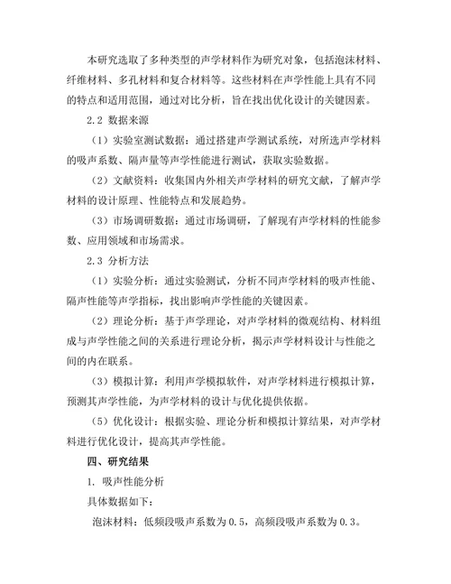 声学材料的设计与性能优化