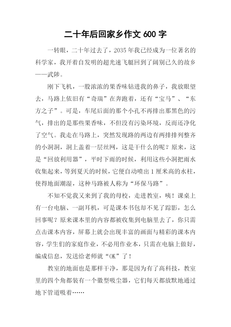 二十年后回家乡作文600字.docx