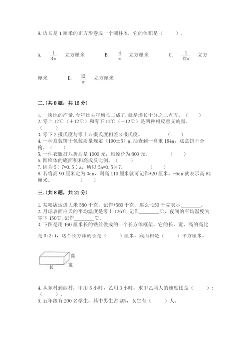 苏教版数学小升初模拟试卷含完整答案（名校卷）.docx