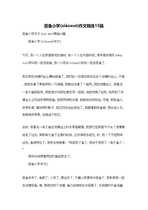 捉鱼小学作文精选15篇