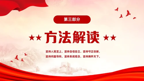 红色简约党建党课学习了解六个坚持课件PP