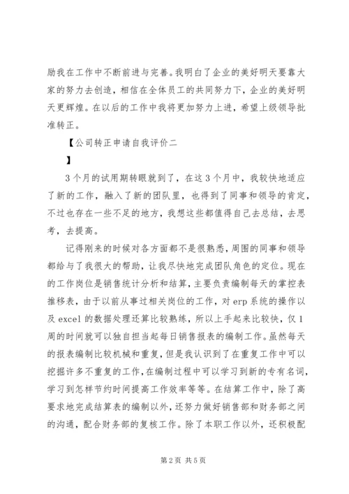 公司转正申请自我评价.docx